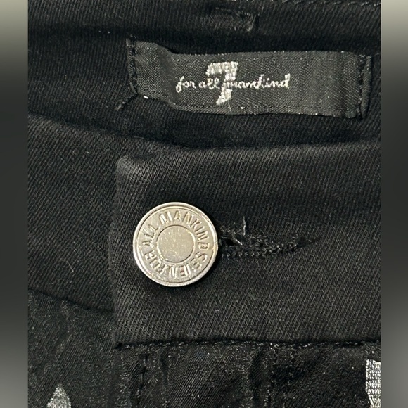 7 For All Mankind Pieced Skinny Gwenevere Shantung Colorblock Floral Jeans - Picture 10 of 15